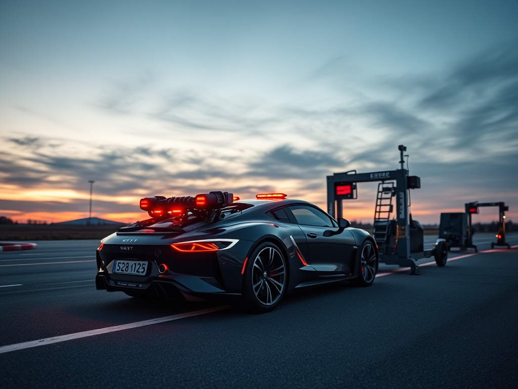A High Tech Automotive Proving Ground At Dusk A Modern Car